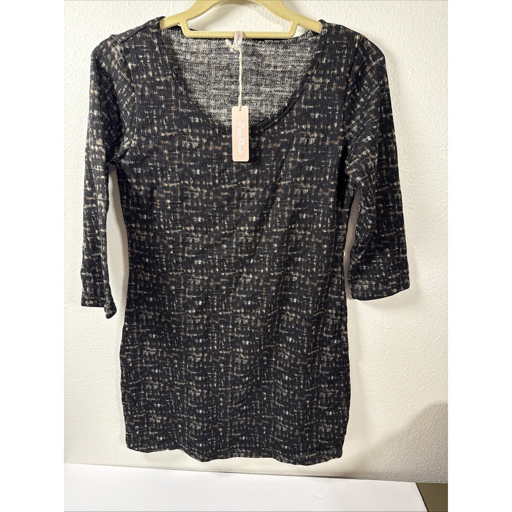 Pink Blush Black Mini Sweater Dress, Size Small NWT K1